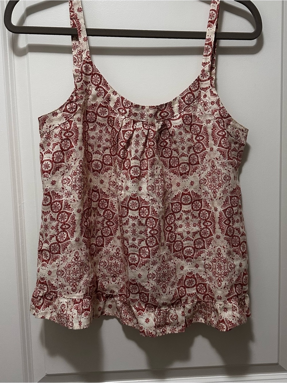 M Fatface Linen Tank Top with Ruffle and Adjustable Strap Size 6